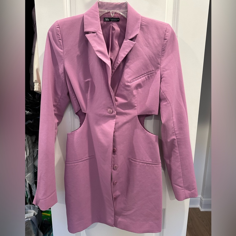 ZARA WOMAN'S CUT OUT BLAZER DRESS Lilac - Picture 7 of 12